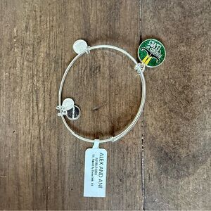 Alex and Ani Silver and Green Charm Bracelet